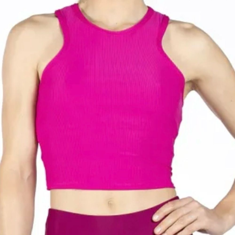 HEROINE SPORT Cropped ribbed Jersey Tank In Pink Women’s Size S